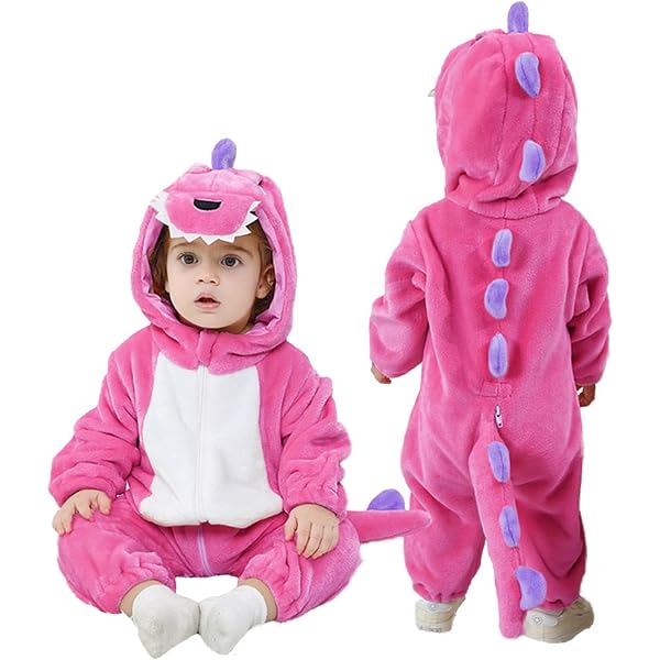 Infant Pink Dinosaur Hatchling Costume - Soft Velour Jumpsuit With Hood & Eggshell, Size 6/9 Months
