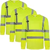 Dazonity Hi Vis T Shirt 3pcs, High Visibility Shirts for Men Women Work Safety Shirts with Reflective Strips and Pocket