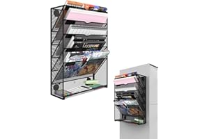 Vdamu 6-Tier Magnetic File Holder - No Drilling Installation File Organizer, Large Capacity Magnetic File Holder for Refrigerator, File Cabinets, Whiteboard, Office, Kitchen