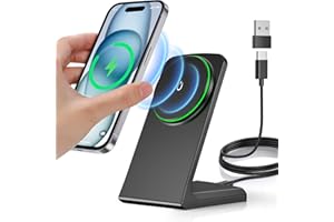 OANDYS Magnetic Wireless Charger 15W Fast Mag-Safe Charger Stand for iPhone 15/14/13/12 Series Magnet Wireless Charging Station with Sleep-friendly Adaptive Light for AirPods 3/2/Pro