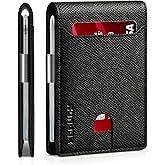 RUNBOX Slim Wallets for Men - Leather Money Clip Mens Wallet - RFID Blocking Front Pocket Bifold Wallet - Thin Credit Card Holder with Gift Box