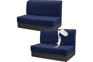 Gollense RV Dinette Cushion Covers Set of 2, Waterproof Stretch Camper Cushion Covers, Sectional Replacement RV Seat Covers for Trailer Couch, Includes 2 Backrest Cover & 2 Bench Cover (Navy)