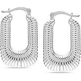 LeCalla 925 Sterling Silver Chunky Hoop Earrings | Italian Design Shrimp Earring | Lightweight Classic Click-Top Earring Hoops for Women