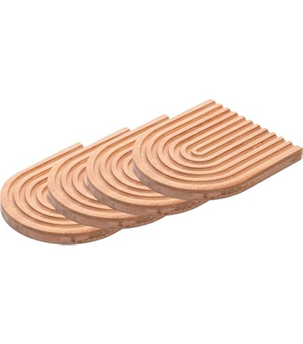 LYOR - Conjunto 4 Porta Copos Aura 10cm x 11cm x 1cm Bambu