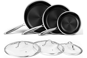 Innerwell Nonstick Titanium Ceramics Stainless Steel Frying Pan Set, 6 Pieces Nonstick Honeycomb Stainless Steel Frying Pan S
