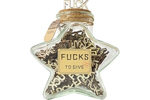 WINUSD 10oz Fucks to Give Gift Jar, Jar of Fucks, Give a Fuck in a Glass Star Jar, Fuck Wooden Cutouts Letter Piece, Funny Gifts for Birthday, Christmas Valentine's Day Gift, New Year Gift, Gag Gift