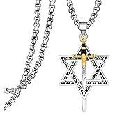 Zaruiqun Star of David Necklace for Men 925 Sterling Silver Solomon Sword Star of David Necklace Jewish Jewelry for Men Women