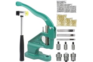 GOYAPPIN Hand Press Grommet Machine Tarp Grommet Tool Kit Heavy Duty Grommet Press with Punch Hole Tool,Rubber Hammer,3 Dies (#0#2#4),3000Pcs Sliver/Gold Grommets(1/4 3/8 1/2 inch) for Fabric Curtains Kit