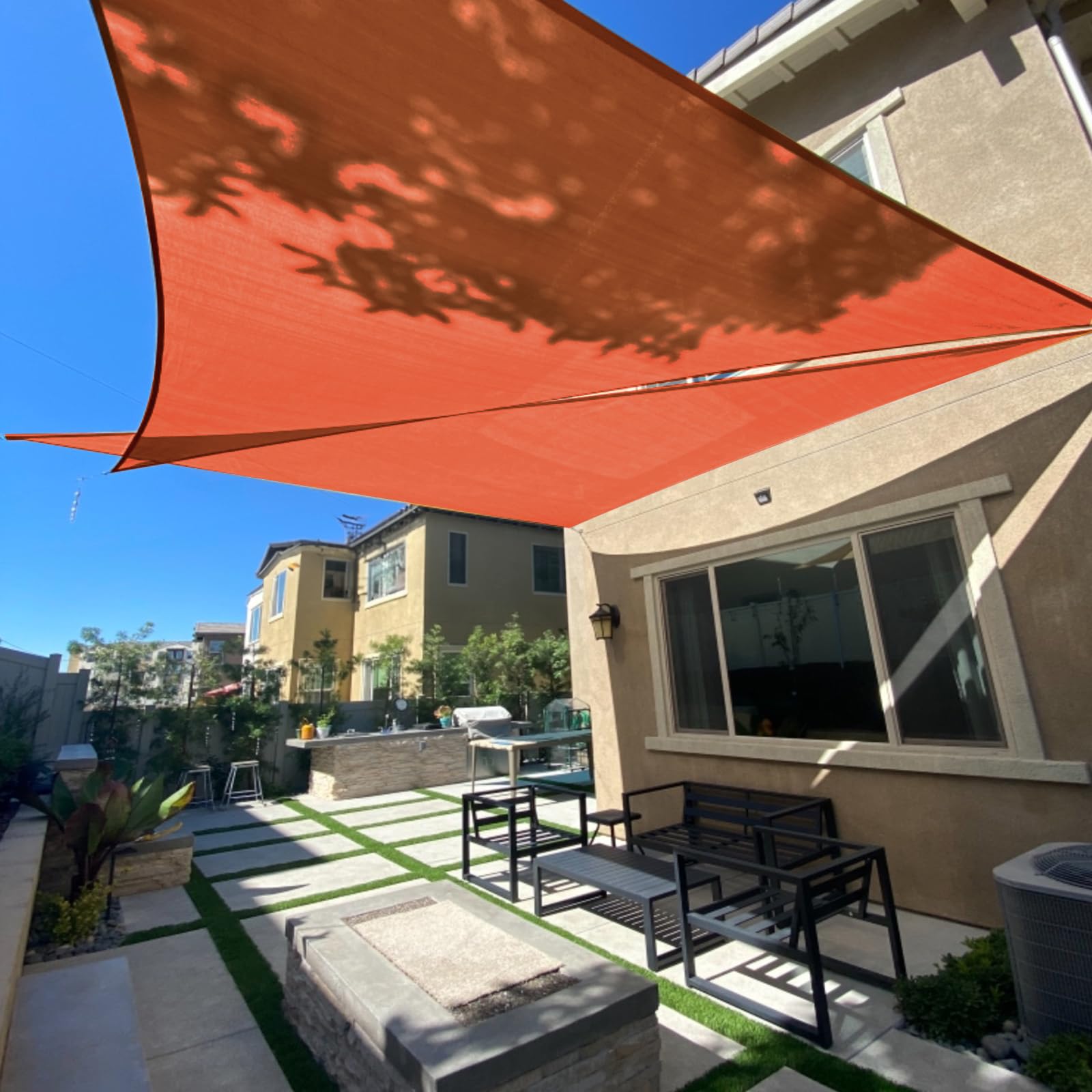 Photo 1 of SUNLAX Sun Shade Sail 16' x 16' x 22' Terra Red Right Triangle Canopy Sail Shade Cover UV Block Permeable Sunshade Outdoor for Patio Backyard (We Make Custom Size)