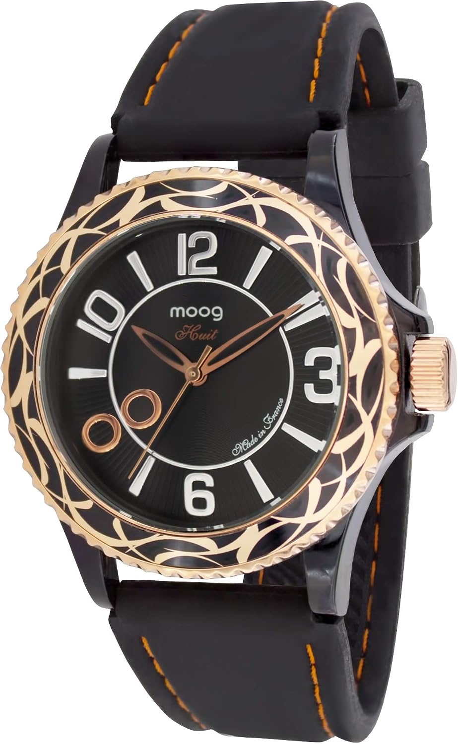 Amazon Com Moog Paris Huit Women S Watch With Black Dial Black Strap In Silicon M 003 Watches