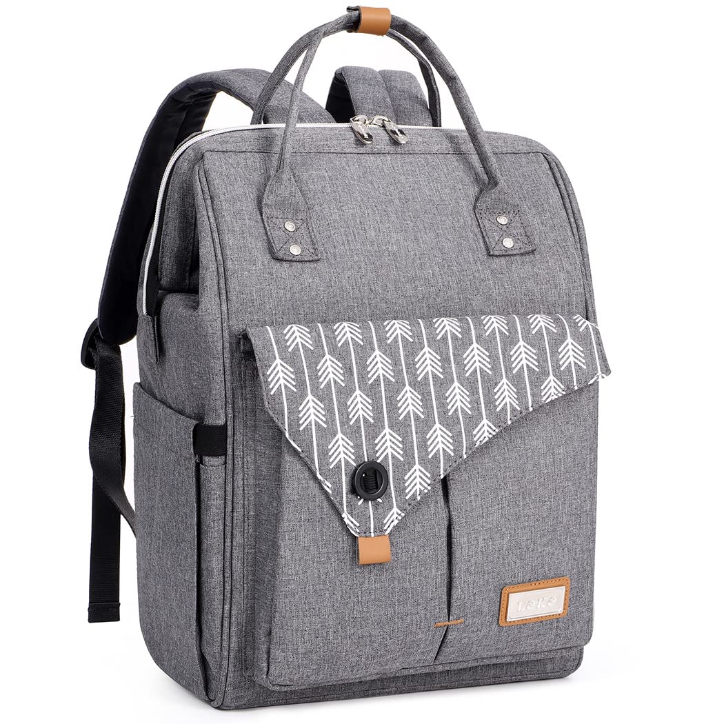 Lekebaby Nappy Changing Bag Backpack with Changing Mat, Arrow Print, Grey