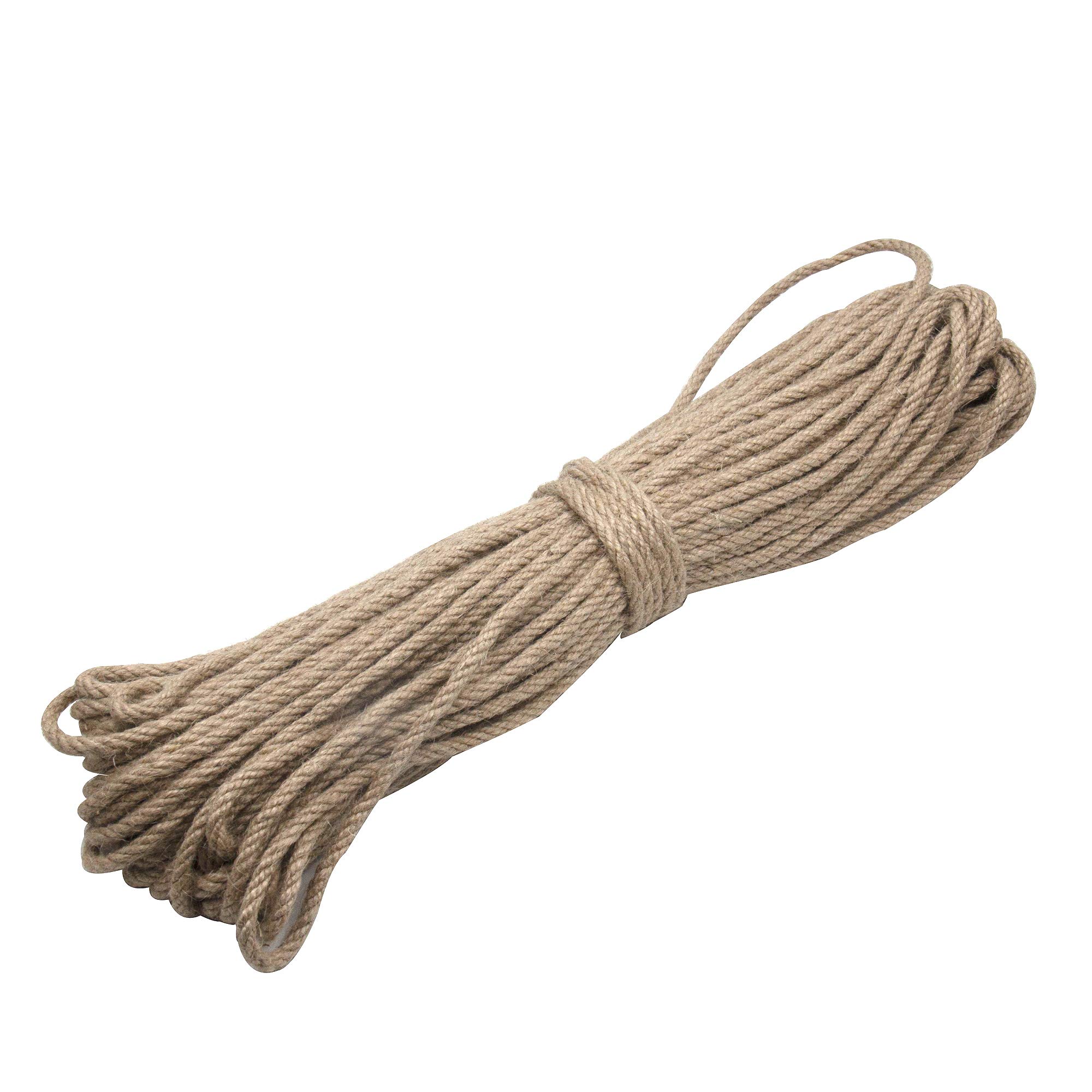 Hemp Rope，50m Jute rope，Natural Strong Hemp Rope，for Craft Rope/Cat Scratching Rope/Garden Bundling， with Thickness 4-ply Twine (6mm 50m)