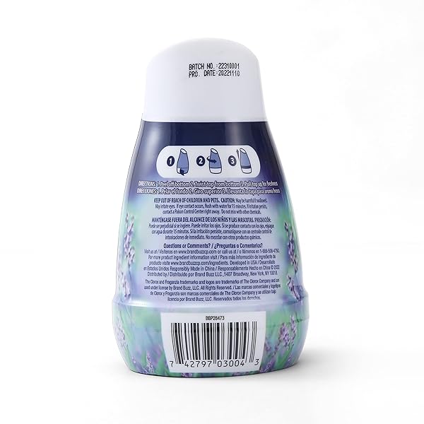 CLOROX FRAGANZIA GEL AIR FRESHENER CONE, ADJUSTABLE ODOR ELIMINATING GEL WITH LAVENDER AND EUCALYPTUS SCENT FOR HOME, BATHROOM, OFFICE, SMALL SPACES, LONG LASTING NO BATTERY FRESHENER, 6 OZ