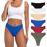 MINFOYUN Cotton Thongs for Women High Waisted Women Panties No Show Comfortable Underwear Sexy Tangas Black Pack 6