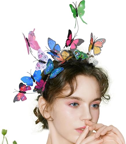 7841 Christmas Butterfly Headband Fascinator Hat Hair Band Amazon.com: Surakey Purple Butterfly Fascinator Hat Monarch  main image 4