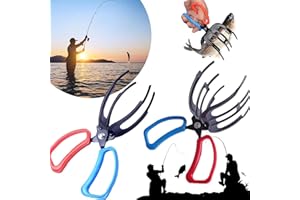 GNDROO 2 Packs Upgrade 2/3 Claw Fish Gripper, Metal Fishing Pliers Gripper Catch Fish Control Clamp, Three Teeth Fishing Pliers Control Forceps Fishing Accessories for Most Freshwater Fish Grip Tackle Holder