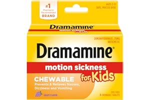 Dramamine Motion Sickness Relief for Kids - Chewable Grape Flavor, 8 Count