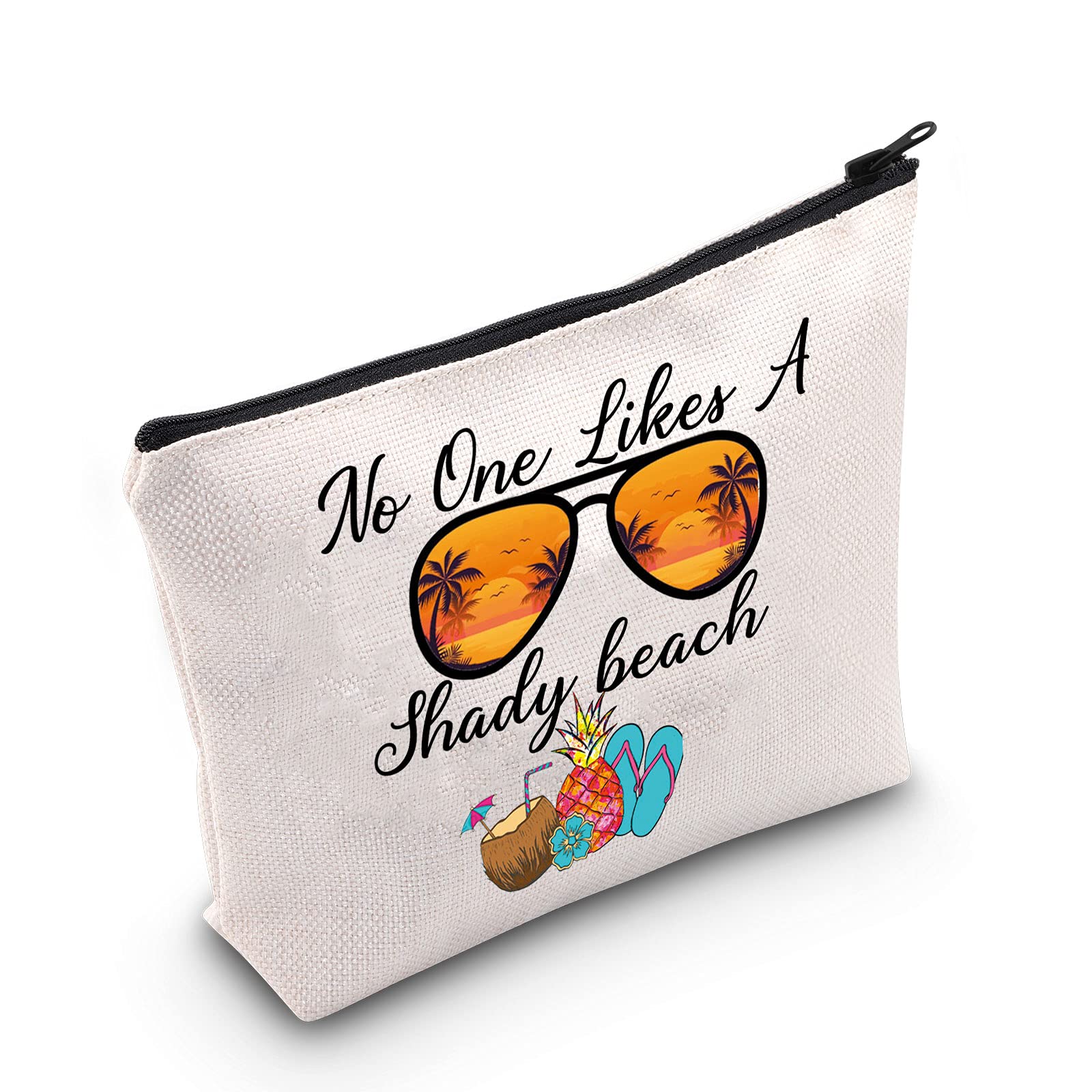 LEVLO Ocean Beach Cosmetic Make Up Bag Beach Wear Gift No One Likes A Shady Beach Makeup Zipper Pouch Bag For Beach Girls Surfer, Likes A Shady Beach