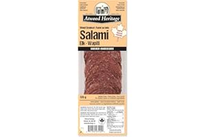 Atwood Heritage Elk, Pork & Beef Sliced Salami, High Protein Snack, Gluten-Free, Nitrate-Free, Made in Canada, 125g