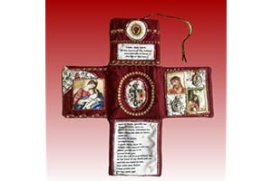 Hand Sewn Catholic Pocket Shrine - Silver Cross and Sacred Artwork, Portable Faith Altar - Handmade Devotional Jewel! (A)