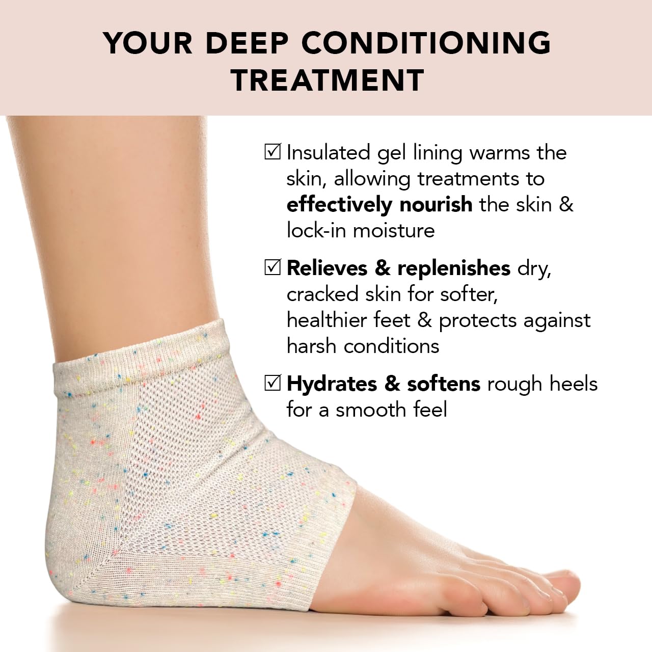 Kitsch Moisturizing Socks for Cracked Heel Treatment – Reusable Spa Socks for Women & Men with Insulated Gel Lining - Overnight Heel Socks for Dry Cracked Feet, Hydrating, Open-Toe Design - 1 Pair