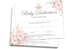 SHIEL-EVEN 25 Baby Dedication Certificate, Girl Baby Dedication Certificate, Christening Baby Dedication Certificate, Church Baptism Gifts, Flowers, 8x10 Inches - M383