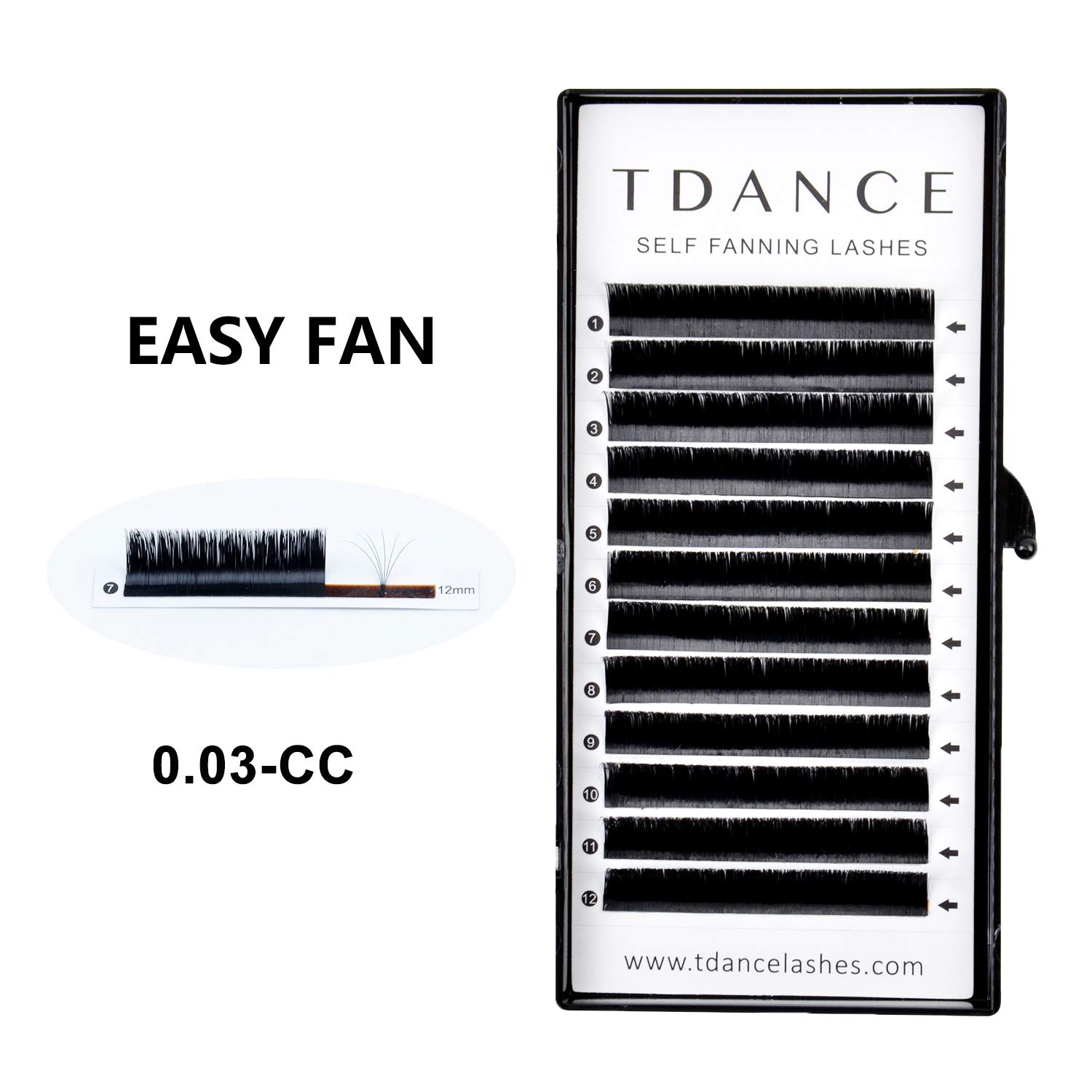 TDANCE Easy Fan Eyelash Extension Rapid Blooming Volume Lash Extensions (CC-0.03,8-15mm)