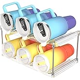 Yieach 2 Tier Waterbottle Organizer for Cabinet - Large Compartment Stackable Water Bottle Holder and Wine Bottle Rack,Acrylic Water Bottle Organizer Rack for 40 oz Stanley Cup,Yeti and Tumbler Shelf