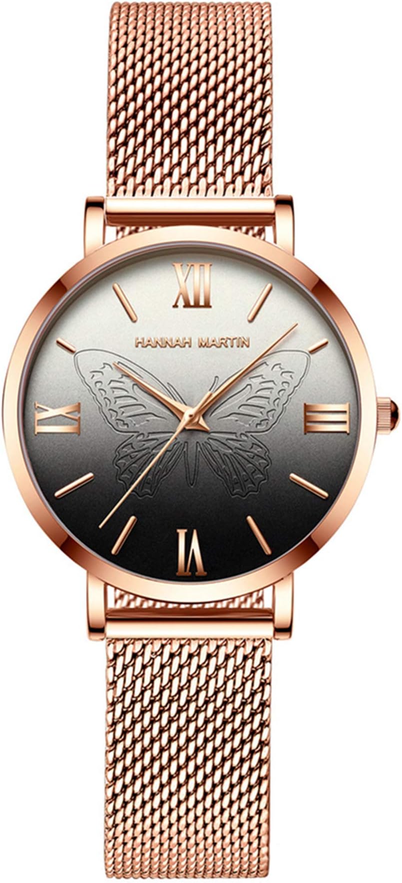 Japan Quartz Women's Watches Waterproof Rose Gold Stainless Steel Mesh Band Butterfly Wrist Watch