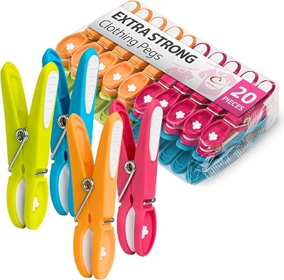 Caraselle Clothes Pegs 20 Pcs Heavy Duty Non Slip Rubber Pad UV Coated