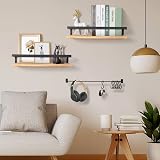 AGM Floating Shelves Wall Mounted Set of 2 with Towel Bar and Hooks view 2