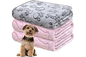 GORGELLY 1 Pack 3 Dog Blankets for Small Dogs, Soft Fleece Dog Blanket Fluffy Pet Blanket Warm Sleep Mat Cute Bone Print Puppy Cat Blanket, Flannel Throw for Washable Dog Bed, Blanket for Dogs, 23"X16"