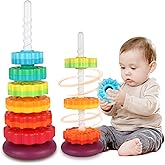 GKKBSJ Spinning Stacking Toys for Toddlers 1-3, Ring Stacker for Babies 0-6-12-18 Months, Spinner for Infants, Montessori Autism Sensory Toys, 1 2 3 Year Old Girl Boy Christmas Birthday Gifts
