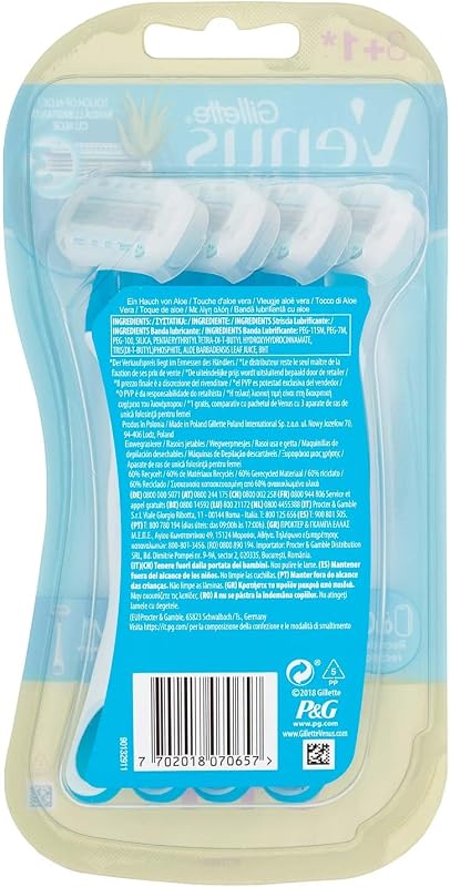 Gillette venus oceana aparelho de barbear feminino descartável, pacote com 4 lâminas