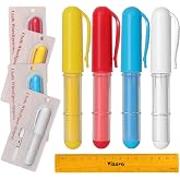Vizava Fabric Chalk Markers for Sewing,Quilting,Crafting|Erasable Tailor Chalk|Work on Various Fabrics|Dosing Wheel Drawing Intricate Patterns Precise Lines-Per Pack(Red,Yellow,Blue,White and 1Ruler)