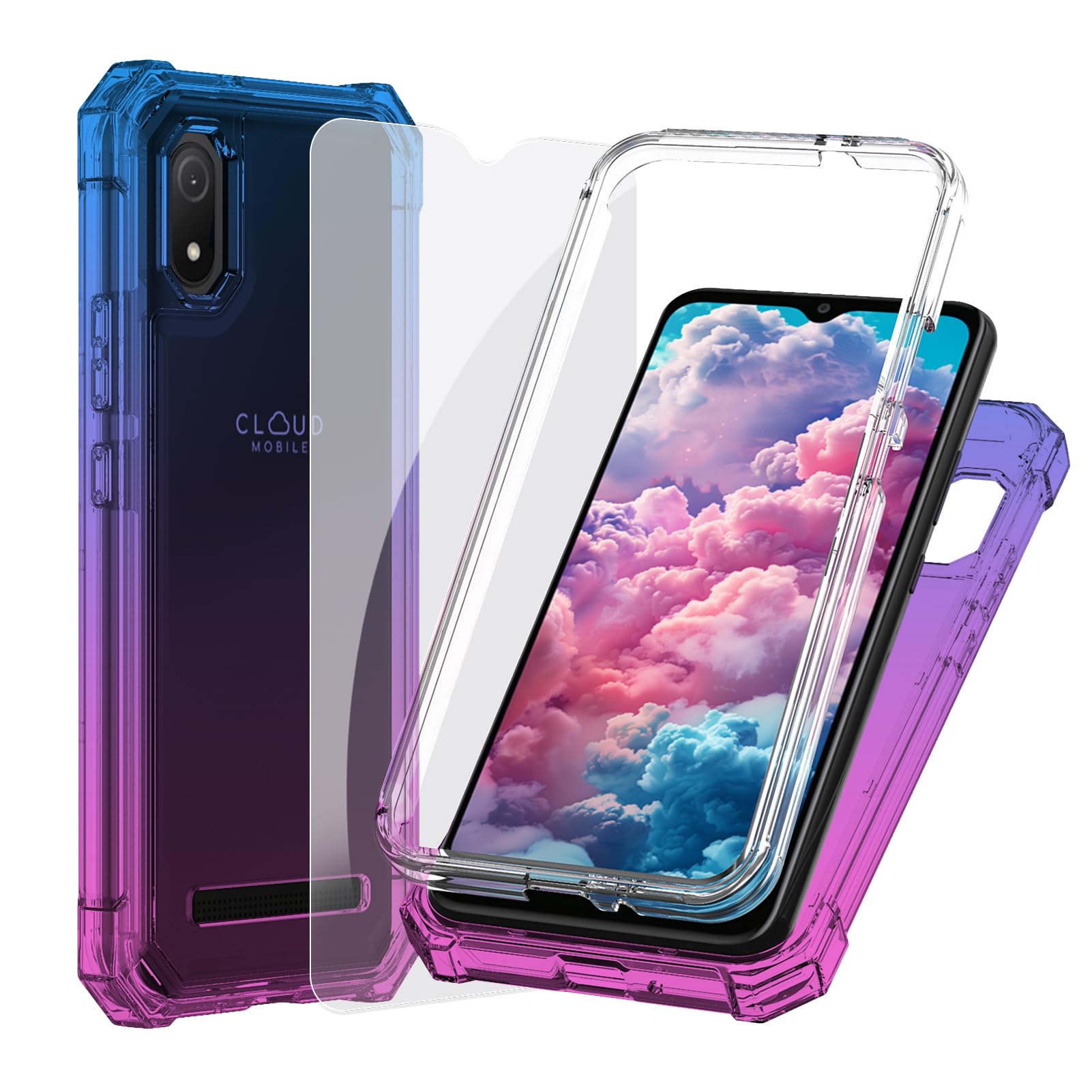 Photo 1 of Ailiber Case for Stratus C8, Cloud C8 Phone Case with Screen Protector, Dual Layer Protection, Shockproof Corners TPU Bumper, Slim Silicone Cell Phone Cover for C8-Blue Pink