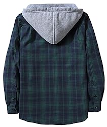 ZITY Men's Flannel Hoodie Shirts Casual Button Down
