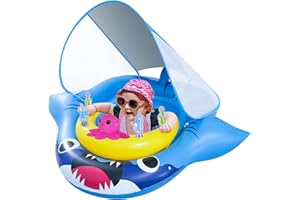 Onory Baby Pool Float with Canopy, Infant Baby Swimming Pool Floats for 6-36 Months, Toddler Pool Float with UPF50+ Sun Protection Canopy & Toy Play Console, Adjustable Safety Seat
