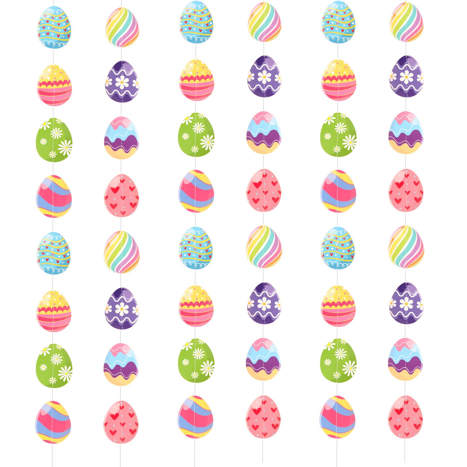 6 Pcs Easter Egg Hanging Banners, Colourful Easter Egg Decorations, Ideal Decor for Home, Party & Window Display