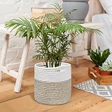 Tenn Well 20cm Plant Pot with Liner Cotton Indoor Planter Woven Basket White view 5