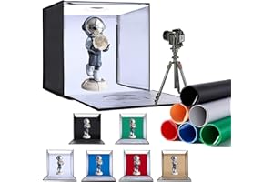 SYSCLOUD Photo Studio Light Box, 20"x20" Professional Photography Photo Light Box with 160 LEDs Lights & 6 Kinds Double-Sided Color Backgrounds for Product Picture Photography