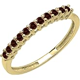 Dazzlingrock Collection Round Garnet Stackable Wedding Band for Women in 10K Solid Yellow Gold Size 7