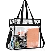 RAINFLOW Clear Bag For Stadium Events Clear Tote Bag With Zipper 12x6x12 Stadium Shoulder Bag Large Transparent Crossbody With Adjustable Strap Black Pvc Bags With Handle For Women
