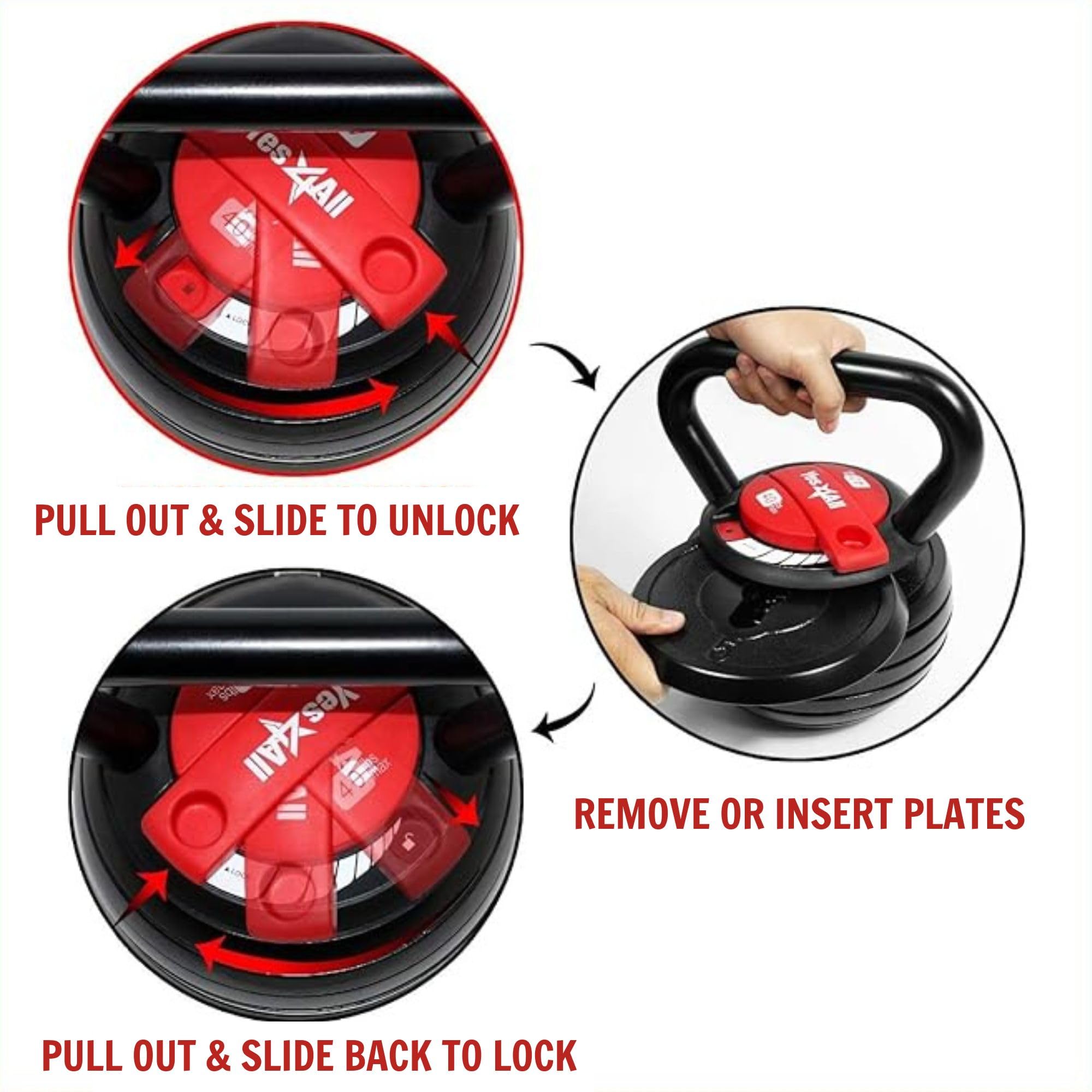 Yes4All Adjustable Kettlebell, Kettle Grip, Kettlebell Handle, Convert to Kettlebells Weight Set
