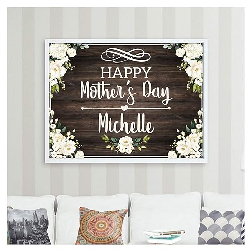 Amazon Com Rustic Mother S Day Banner Personalized Mothers Day Sign Size 24x18 36x24 48x24 And 48x36 Moms Floral Banner Happy Mother S Day Party Decorations Wall Decor Handmade