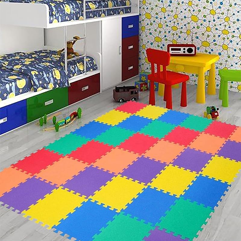 SAFRI Interlocking EVA Foam Mat 50 Tiles 29cm 8mm Non Slip Colorful