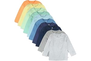 HonestBaby 10-Pack Long Sleeve T Shirts 100% Organic Cotton for Toddler, Boys, Girls