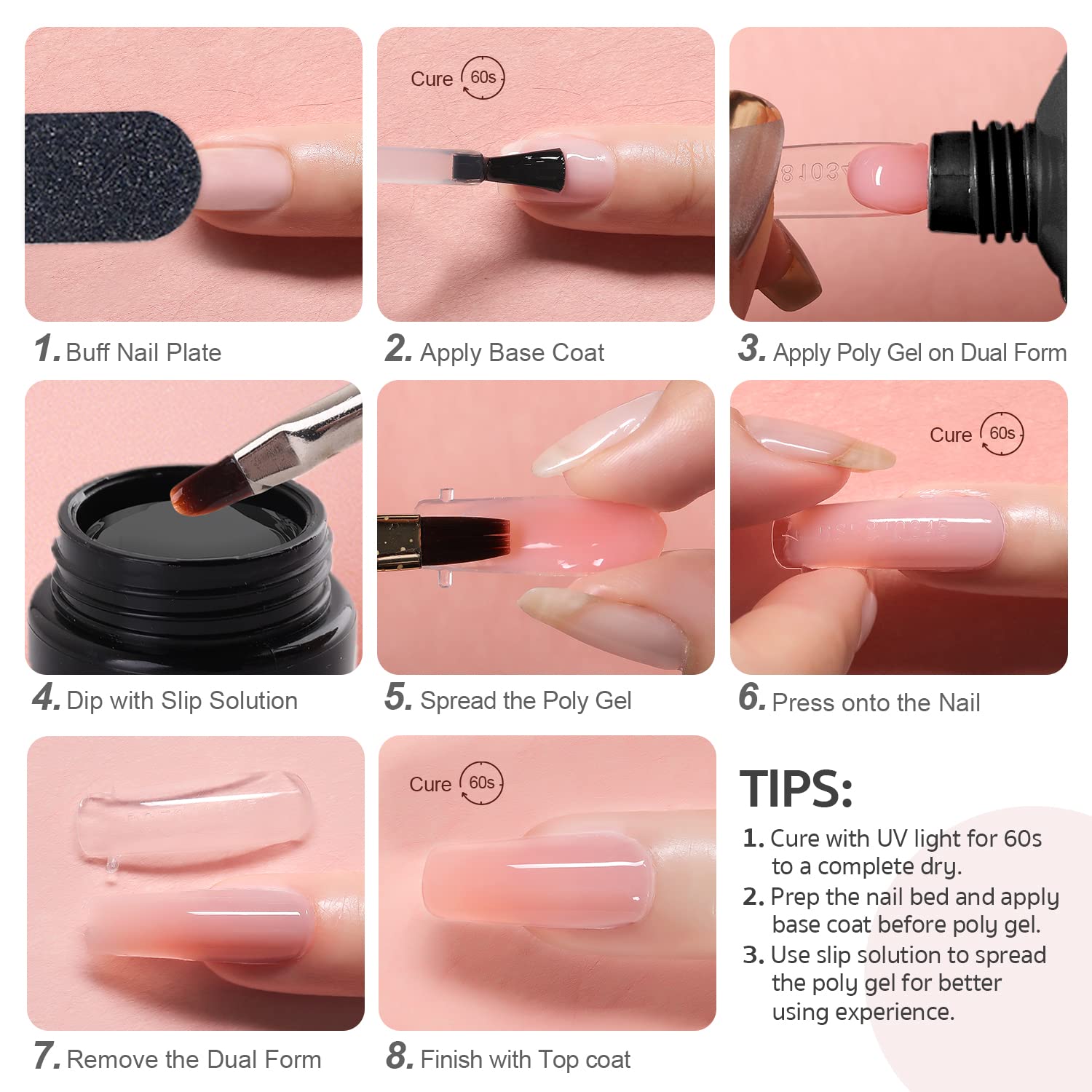 GAOY Poly Gel Nail Kit with U V Light Starter Kit, 6 Pcs Builder Gel Extension Kit for Beginners with Everything Nail Art DIY - Image 5