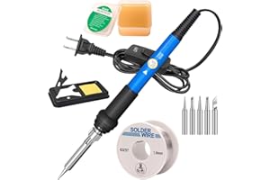 LDK 60W Soldering Iron Kit, 110V Soldering Iron with 5 Solder Tips, Solder Wire, Adjustable Temperature Solder Welding Tools, Fast Heating, Electronic Repair, Permanent Jewelry Starter Kit