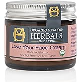 Organic Meadow Herbals Love Your Face Cream 2oz. USDA Certified Organic. Rich Facial Moisturizer for all skin types. Woman-owned & Operated Since 1994
